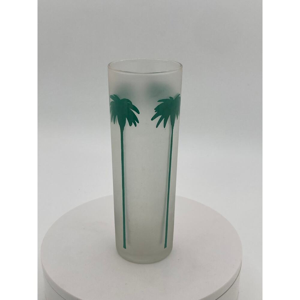 Palm Tree Frosted Glass Tumbler – Mid-Century Modern by GraphiGlass